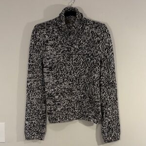 VTG J Crew 92% Cotton Turtleneck Black + White Marbled Thick Turtleneck Sweater